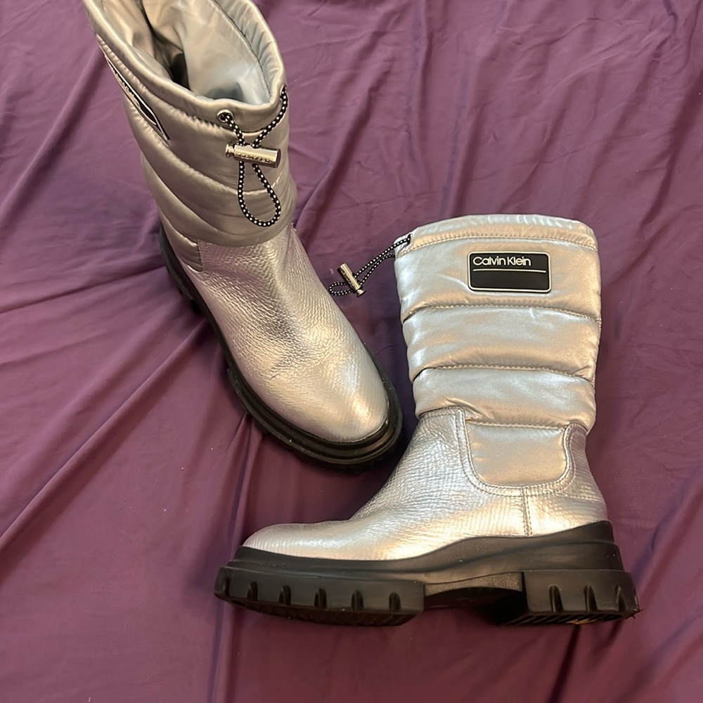 Silver Calvin Klein snow boots
